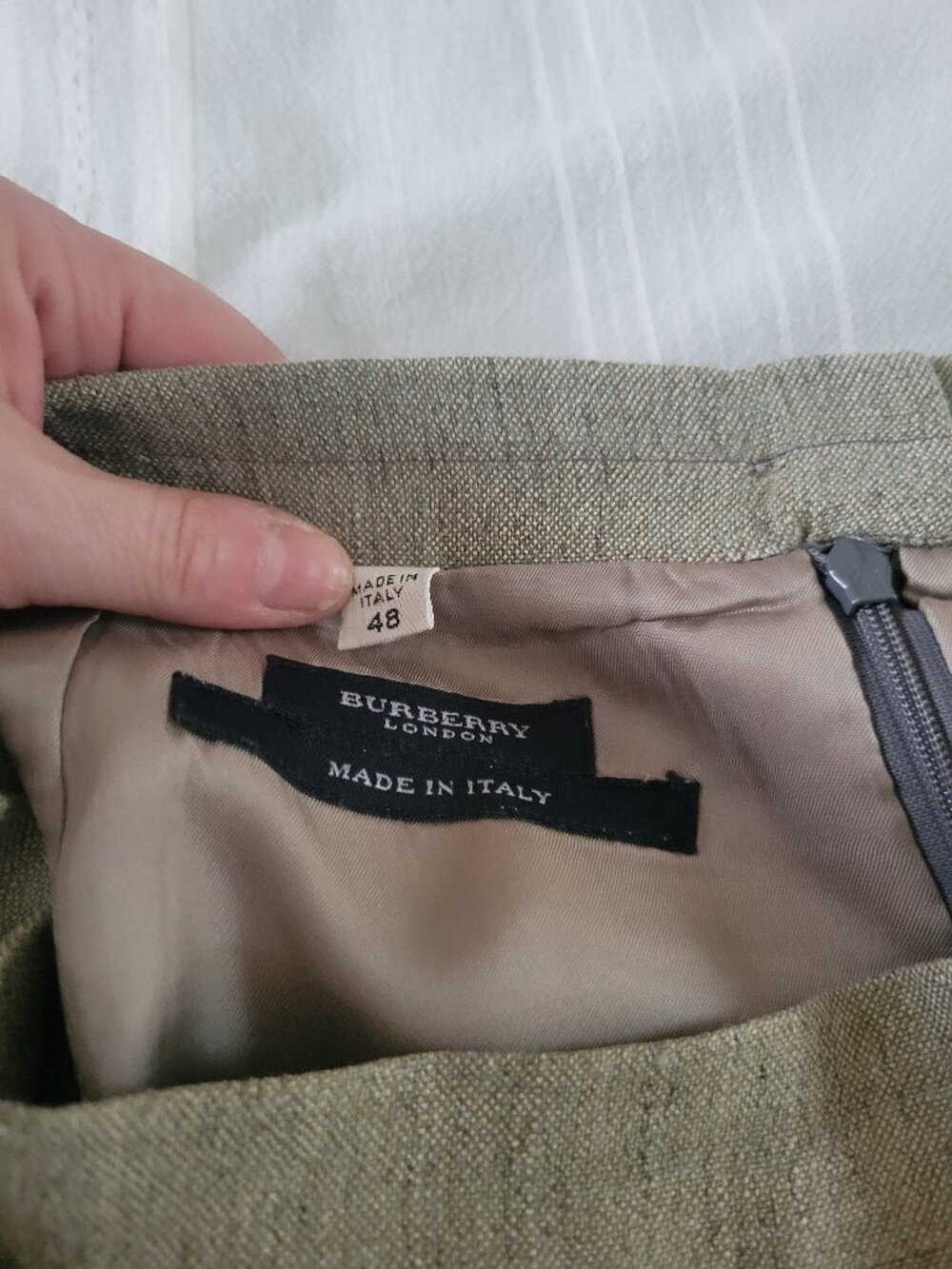 Burberry London Linen Pencil Skirt Office Chic Quiet Luxury Designer Capsule - Picture 4 of 7